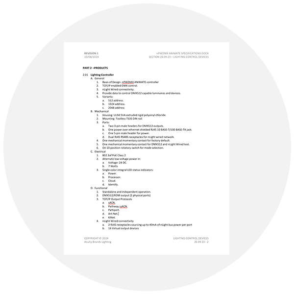 Animate Controller Div 26 Spec Insert